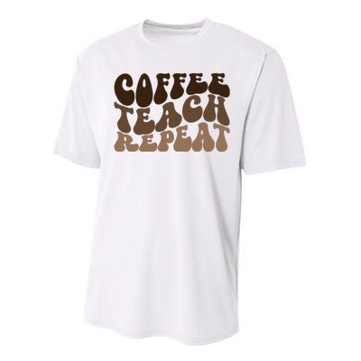 Coffee Teach Repeat Retro Teacher Gift Performance Sprint T-Shirt