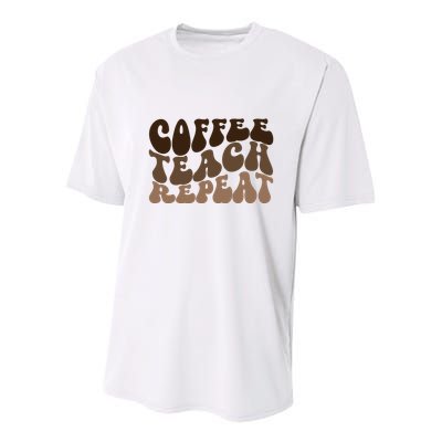 Coffee Teach Repeat Retro Teacher Gift Youth Performance Sprint T-Shirt