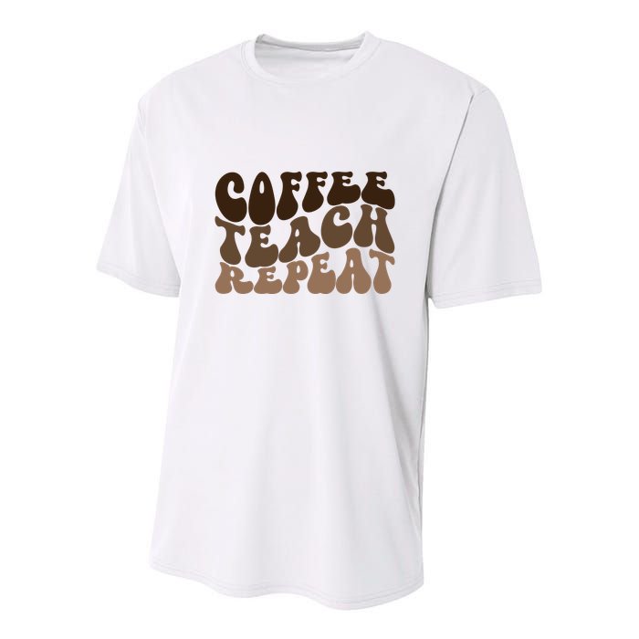 Coffee Teach Repeat Retro Teacher Gift Youth Performance Sprint T-Shirt