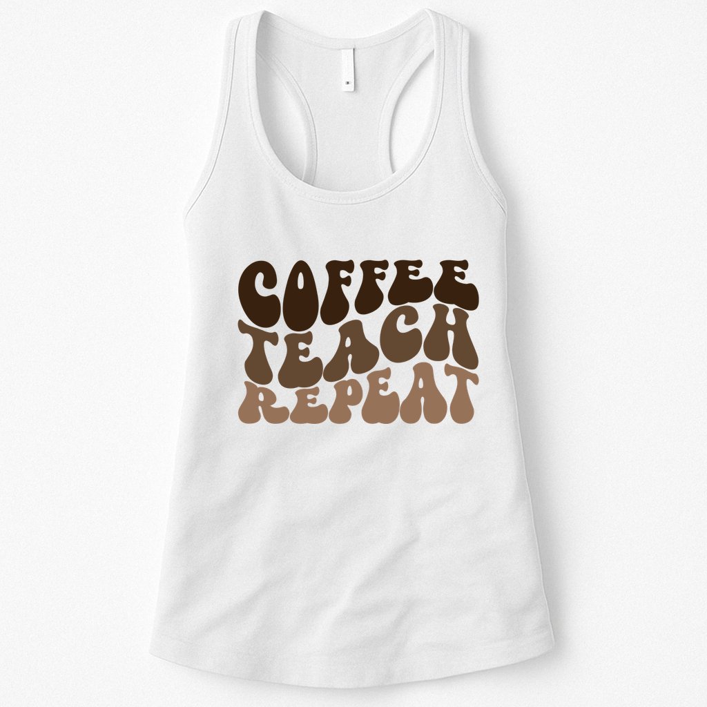 Coffee Teach Repeat Retro Teacher Gift Womens Tank Top