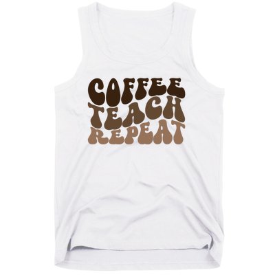 Coffee Teach Repeat Retro Teacher Gift Tank Top