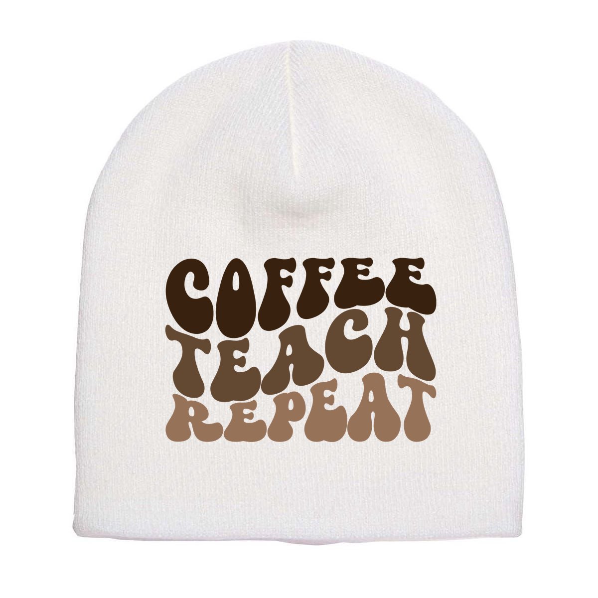Coffee Teach Repeat Retro Teacher Gift Short Acrylic Beanie