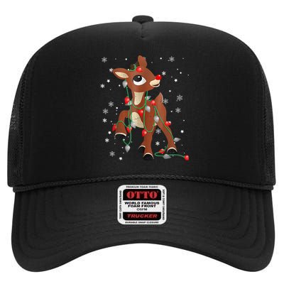 Cute The Red Nose Reindeer For And Christmas High Crown Mesh Back Trucker Hat