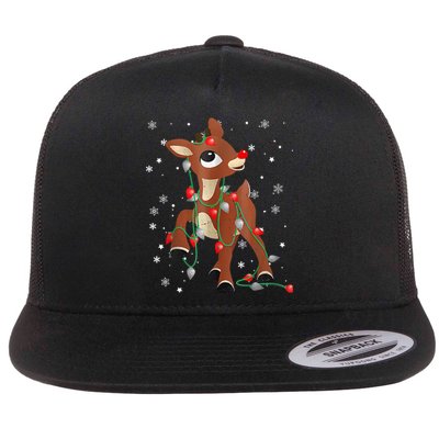 Cute The Red Nose Reindeer For And Christmas Flat Bill Trucker Hat