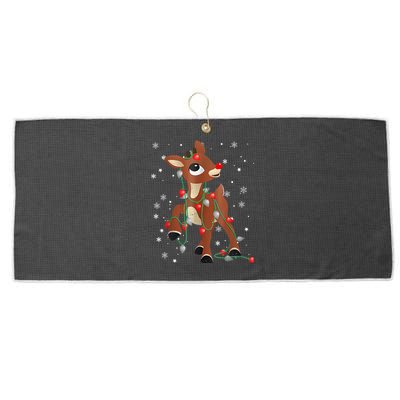 Cute The Red Nose Reindeer For And Christmas Large Microfiber Waffle Golf Towel