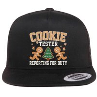 Cookie Tester Reporting For Duty Funny Christmas Xmas Flat Bill Trucker Hat