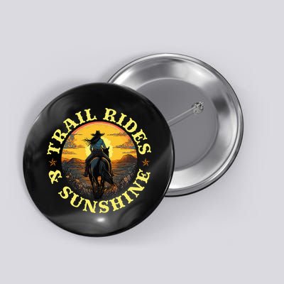 Country Trail Rides And Sunshine Horse Riding Cowgirl Button