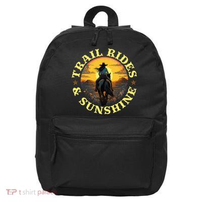 Country Trail Rides And Sunshine Horse Riding Cowgirl 16 in Basic Backpack
