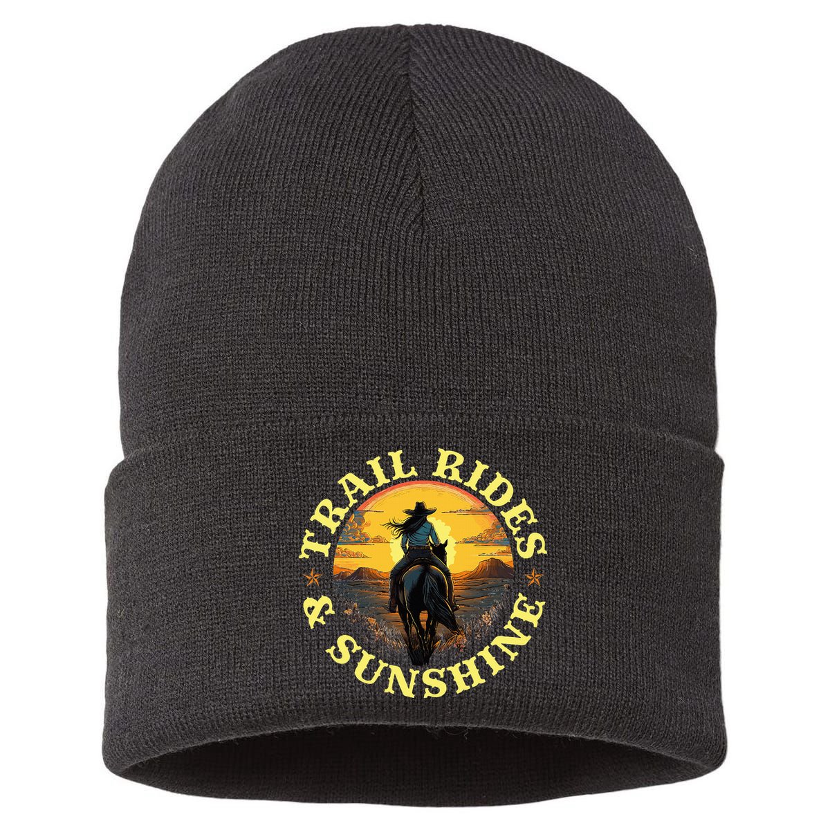 Country Trail Rides And Sunshine Horse Riding Cowgirl Sustainable Knit Beanie