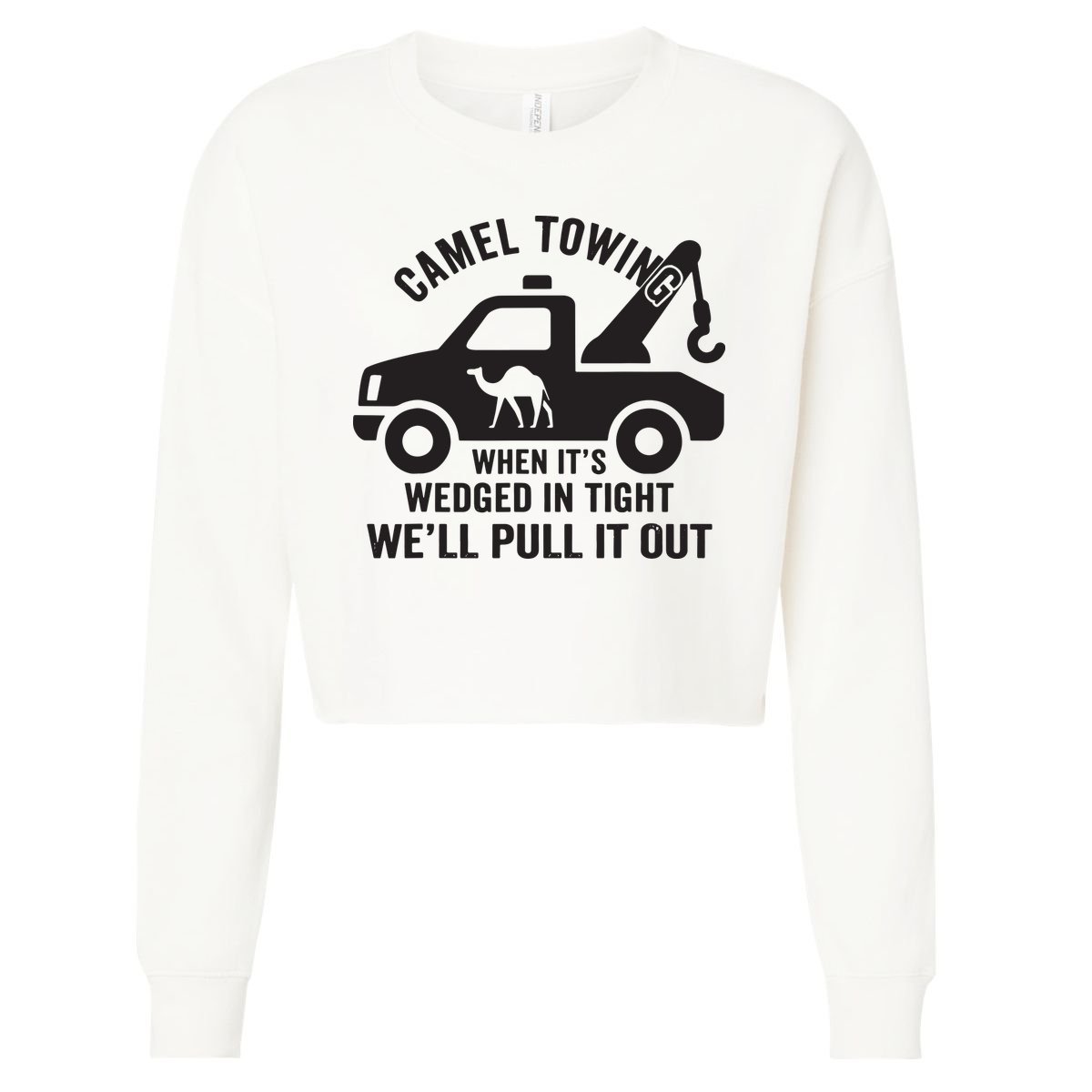 Camel Towing Retro Adult Humor Saying Funny Halloween Gift Cropped Pullover Crew