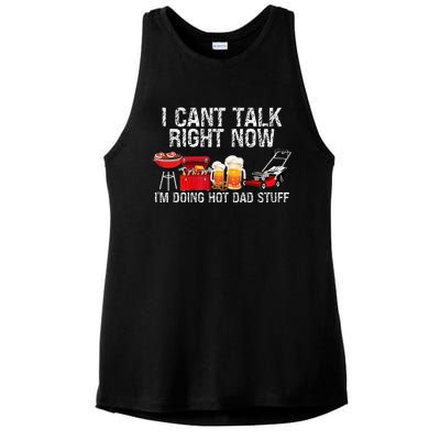 Can't Talk Right Now I'm Doing Hot Dad Stuff lawn mower Beer Ladies PosiCharge Tri-Blend Wicking Tank