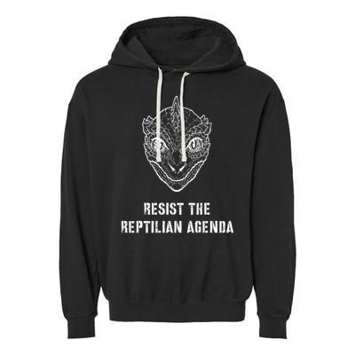 Conspiracy Theory Resist The Reptilian Agenda Garment-Dyed Fleece Hoodie