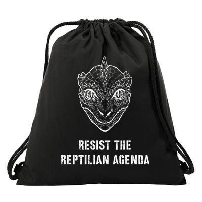 Conspiracy Theory Resist The Reptilian Agenda Drawstring Bag