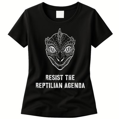 Conspiracy Theory Resist The Reptilian Agenda Womens T-Shirt