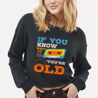 Cassette Tape Radio 70S 80S 90S Music Lover Cropped Pullover Crew