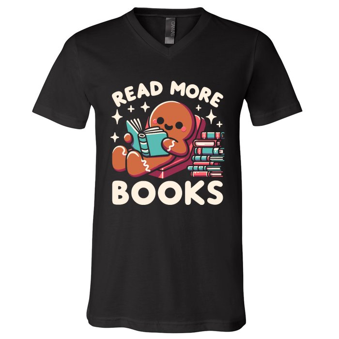 Christmas Teacher Read More Books Funny Wo V-Neck T-Shirt