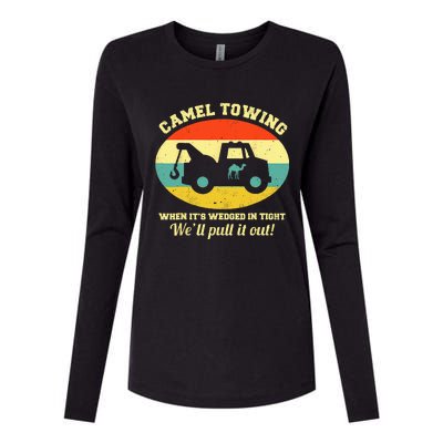 Camel Towing Retro Adult Humor Saying Funny Halloween Womens Cotton Relaxed Long Sleeve T-Shirt