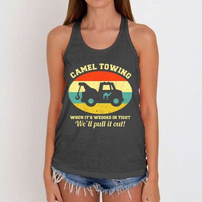 Camel Towing Retro Adult Humor Saying Funny Halloween Women's Knotted Racerback Tank