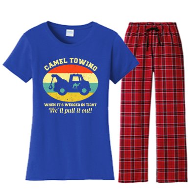 Camel Towing Retro Adult Humor Saying Funny Halloween Women's Flannel Pajama Set