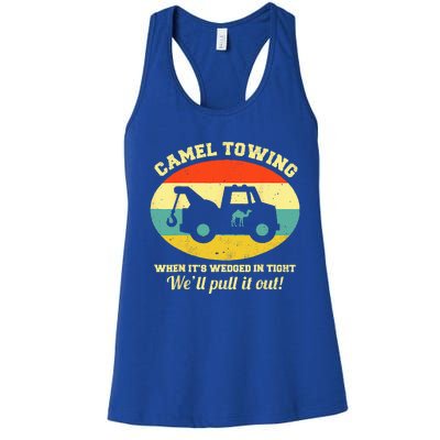 Camel Towing Retro Adult Humor Saying Funny Halloween Women's Racerback Tank