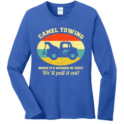 Camel Towing Retro Adult Humor Saying Funny Halloween Ladies Long Sleeve Shirt