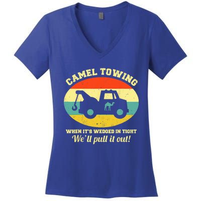 Camel Towing Retro Adult Humor Saying Funny Halloween Women's V-Neck T-Shirt