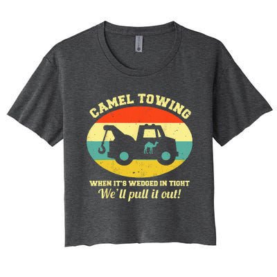 Camel Towing Retro Adult Humor Saying Funny Halloween Women's Crop Top Tee