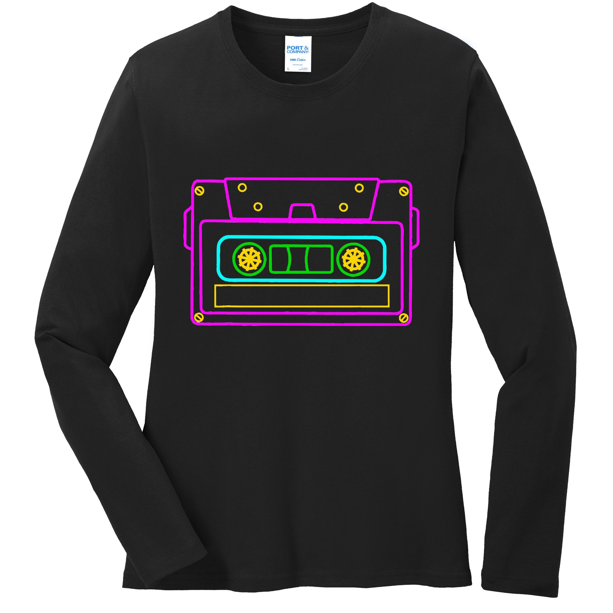 Cassette Tape Retro Vintage Old School 70S 80S 90S Ladies Long Sleeve Shirt