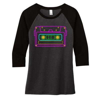 Cassette Tape Retro Vintage Old School 70S 80S 90S Women's Tri-Blend 3/4-Sleeve Raglan Shirt