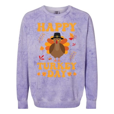 Cute Turkey Retro Happy Thanksgiving Gobble Squad Little Funny Gift Colorblast Crewneck Sweatshirt