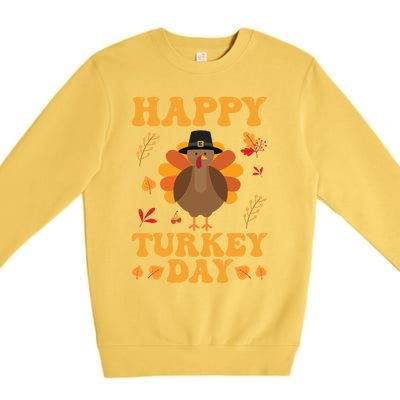 Cute Turkey Retro Happy Thanksgiving Gobble Squad Little Funny Gift Premium Crewneck Sweatshirt