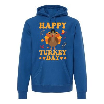 Cute Turkey Retro Happy Thanksgiving Gobble Squad Little Funny Gift Premium Hoodie