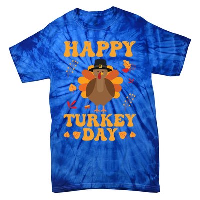 Cute Turkey Retro Happy Thanksgiving Gobble Squad Little Funny Gift Tie-Dye T-Shirt