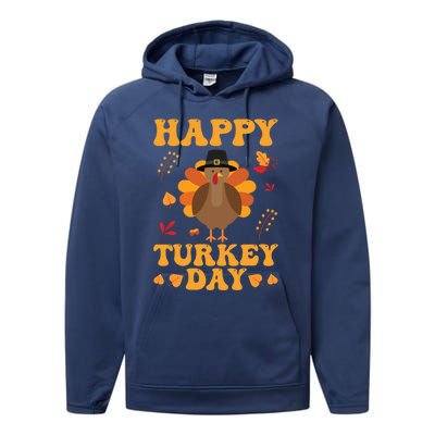 Cute Turkey Retro Happy Thanksgiving Gobble Squad Little Funny Gift Performance Fleece Hoodie