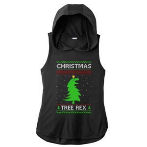 Christmas Tree Rex Gift Ladies PosiCharge Tri-Blend Wicking Draft Hoodie Tank