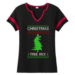 Christmas Tree Rex Gift Ladies Halftime Notch Neck Tee