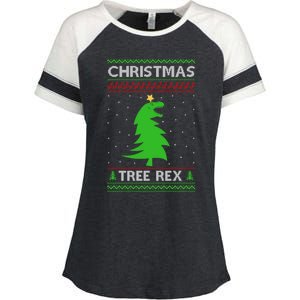 Christmas Tree Rex Gift Enza Ladies Jersey Colorblock Tee