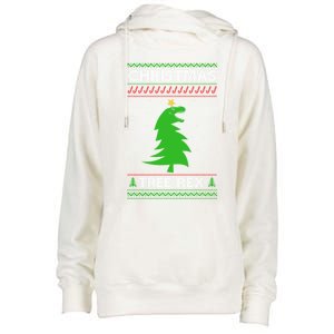 Christmas Tree Rex Gift Womens Funnel Neck Pullover Hood