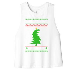 Christmas Tree Rex Gift Women's Racerback Cropped Tank