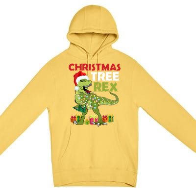 Christmas Tree Rex Trex Dinosaur Gift Premium Pullover Hoodie