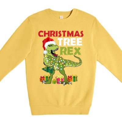 Christmas Tree Rex Trex Dinosaur Gift Premium Crewneck Sweatshirt