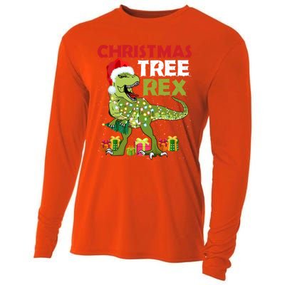 Christmas Tree Rex Trex Dinosaur Gift Cooling Performance Long Sleeve Crew