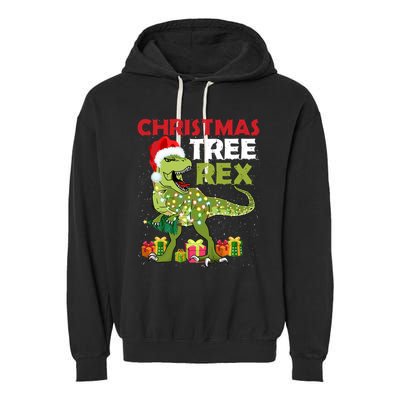 Christmas Tree Rex Trex Dinosaur Gift Garment-Dyed Fleece Hoodie