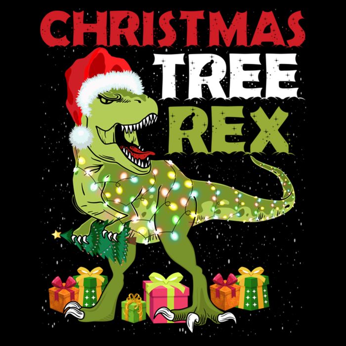 Christmas Tree Rex Trex Dinosaur Gift Sustainable Bucket Hat