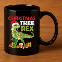 Christmas Tree Rex Trex Dinosaur Gift 11oz C Handle Ceramic Mug