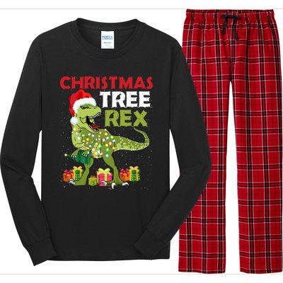 Christmas Tree Rex Trex Dinosaur Gift Long Sleeve Pajama Set