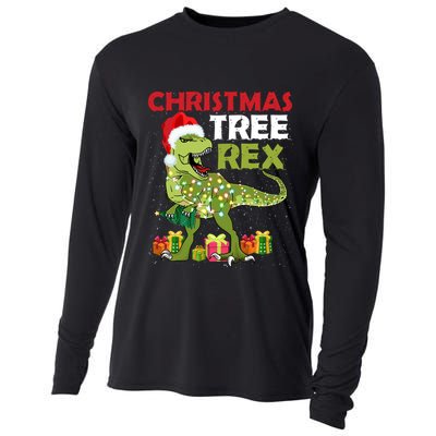 Christmas Tree Rex Trex Dinosaur Gift Cooling Performance Long Sleeve Crew