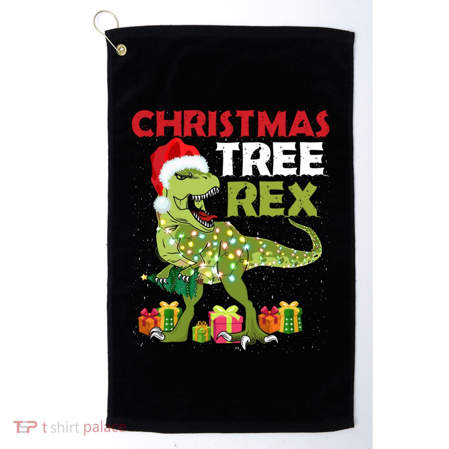 Christmas Tree Rex Trex Dinosaur Gift Golf Towel