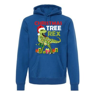 Christmas Tree Rex Trex Dinosaur Gift Premium Hoodie