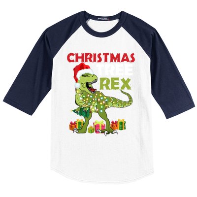 Christmas Tree Rex Trex Dinosaur Gift Baseball Sleeve Shirt